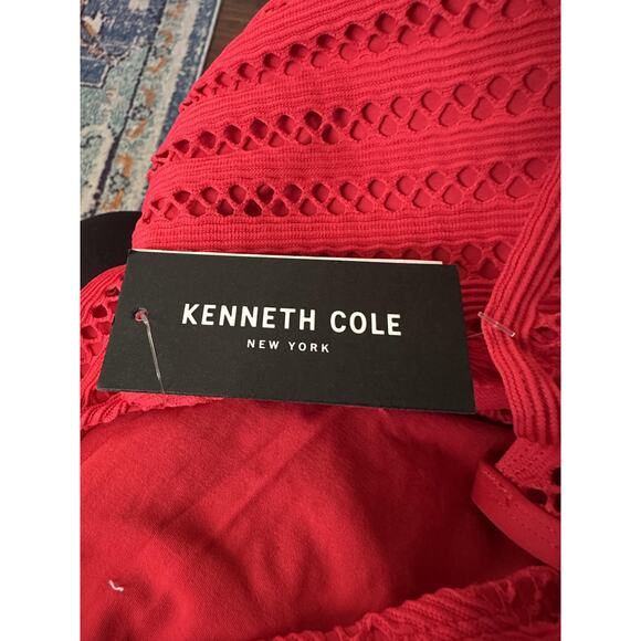Kenneth Cole New York Swimsuit Womens Large Red High Neck Crochet One Piece NWT - Picture 6 of 6